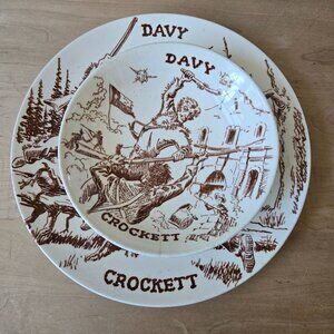 Davey Crockett bowl and plate The Oxford China Co. F55 Underglaze